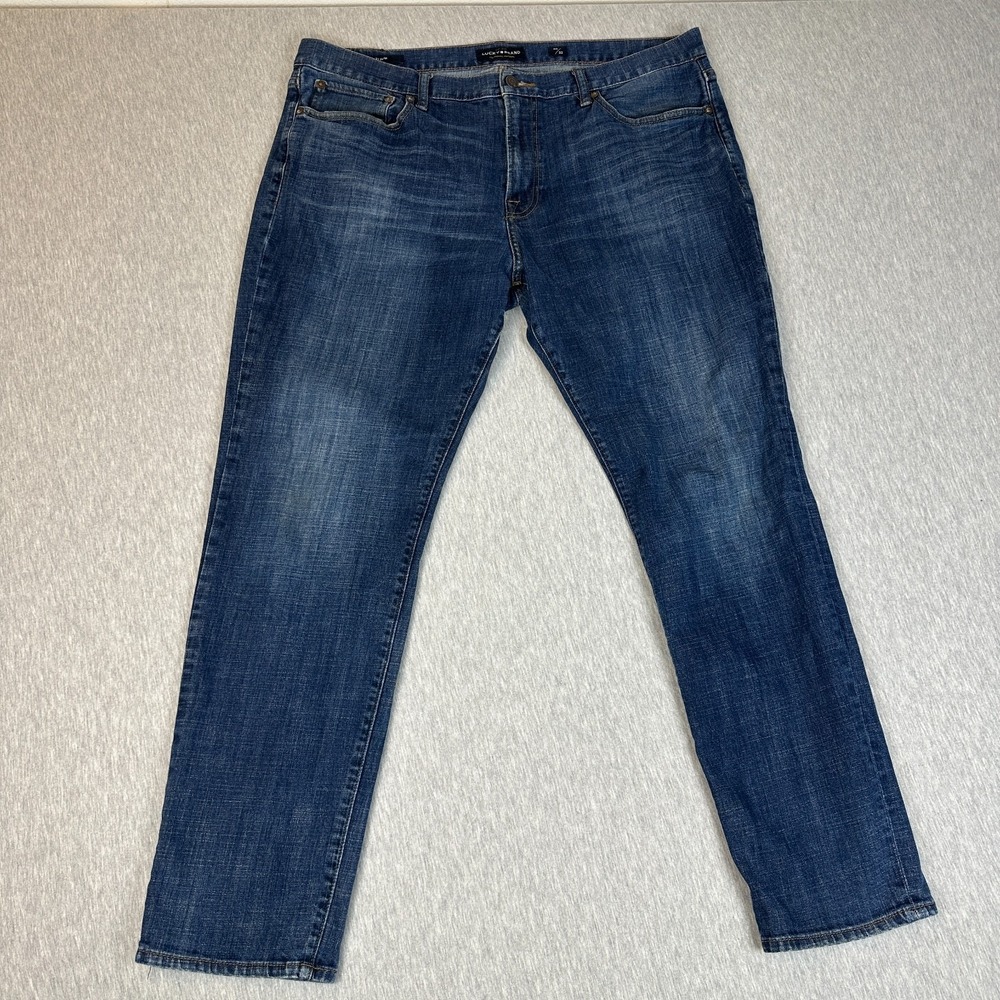 Lucky Brand 121 Slim Mens Jeans 40x32 Medium Wash Blue Denim Straight Leg